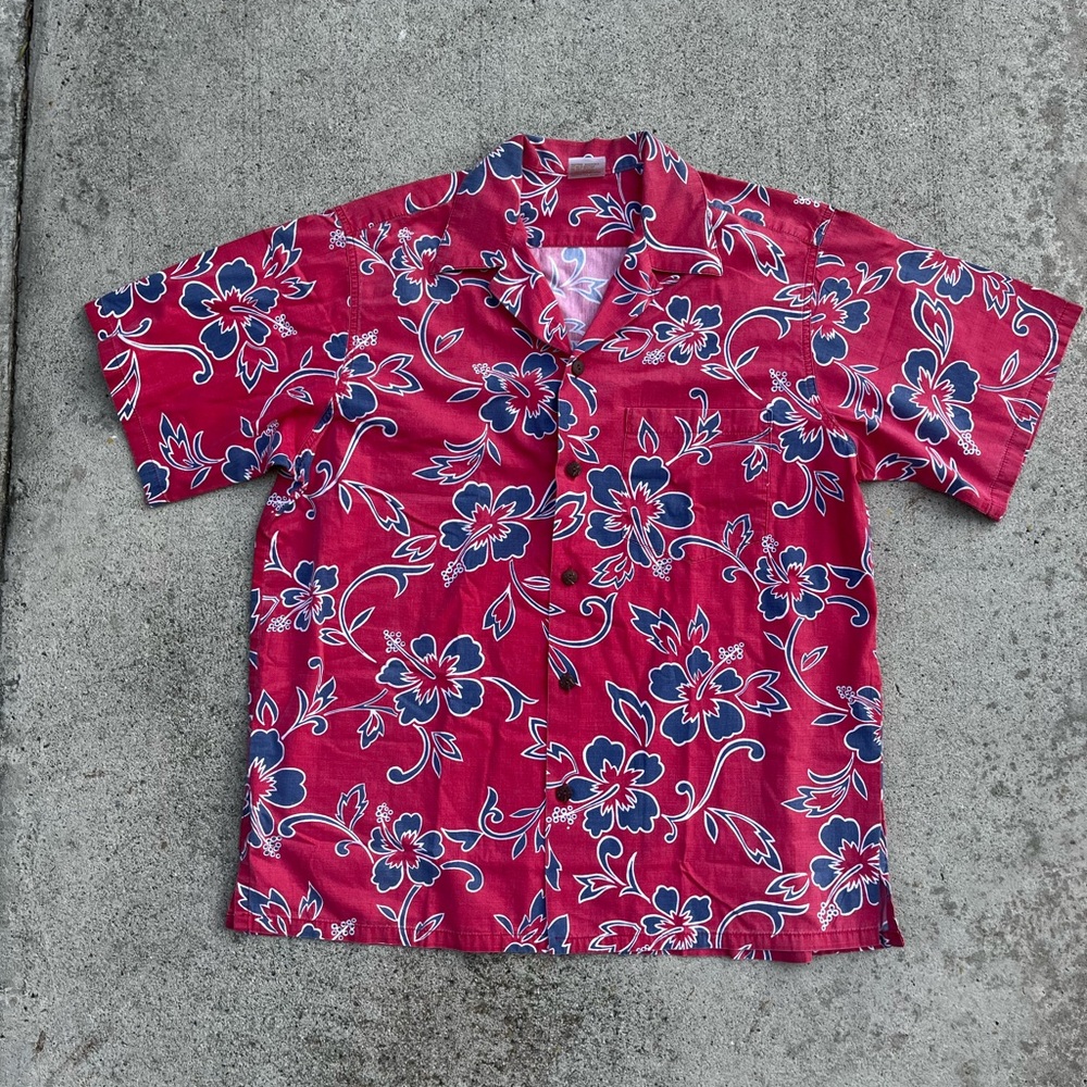 Vintage 1980s Go Barefoot Loop Collar Hawaiian Shirt
